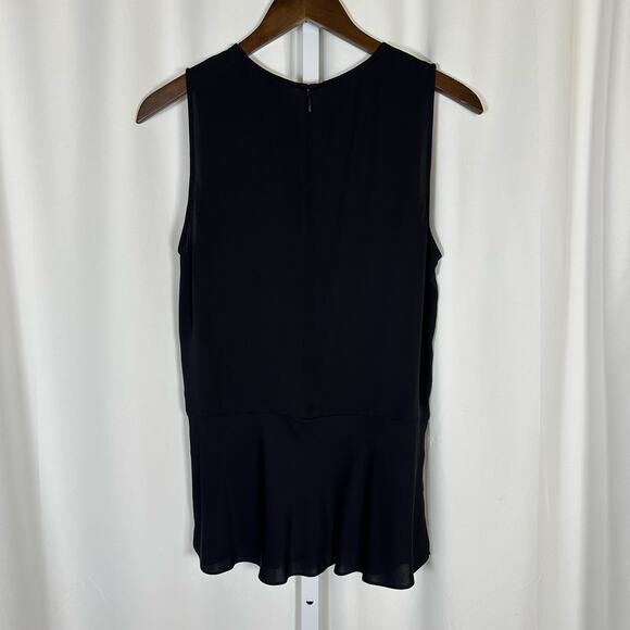 Theory Nicella Modern Black Silk Split Peplum Sleeveless Top M‎ Minimalist Work - Picture 4 of 11